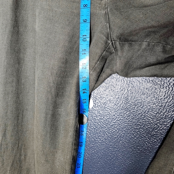 Eileen Fisher Thick Waisteband Gray Linen Wide Leg High Rise Pants 12 - Picture 5 of 12